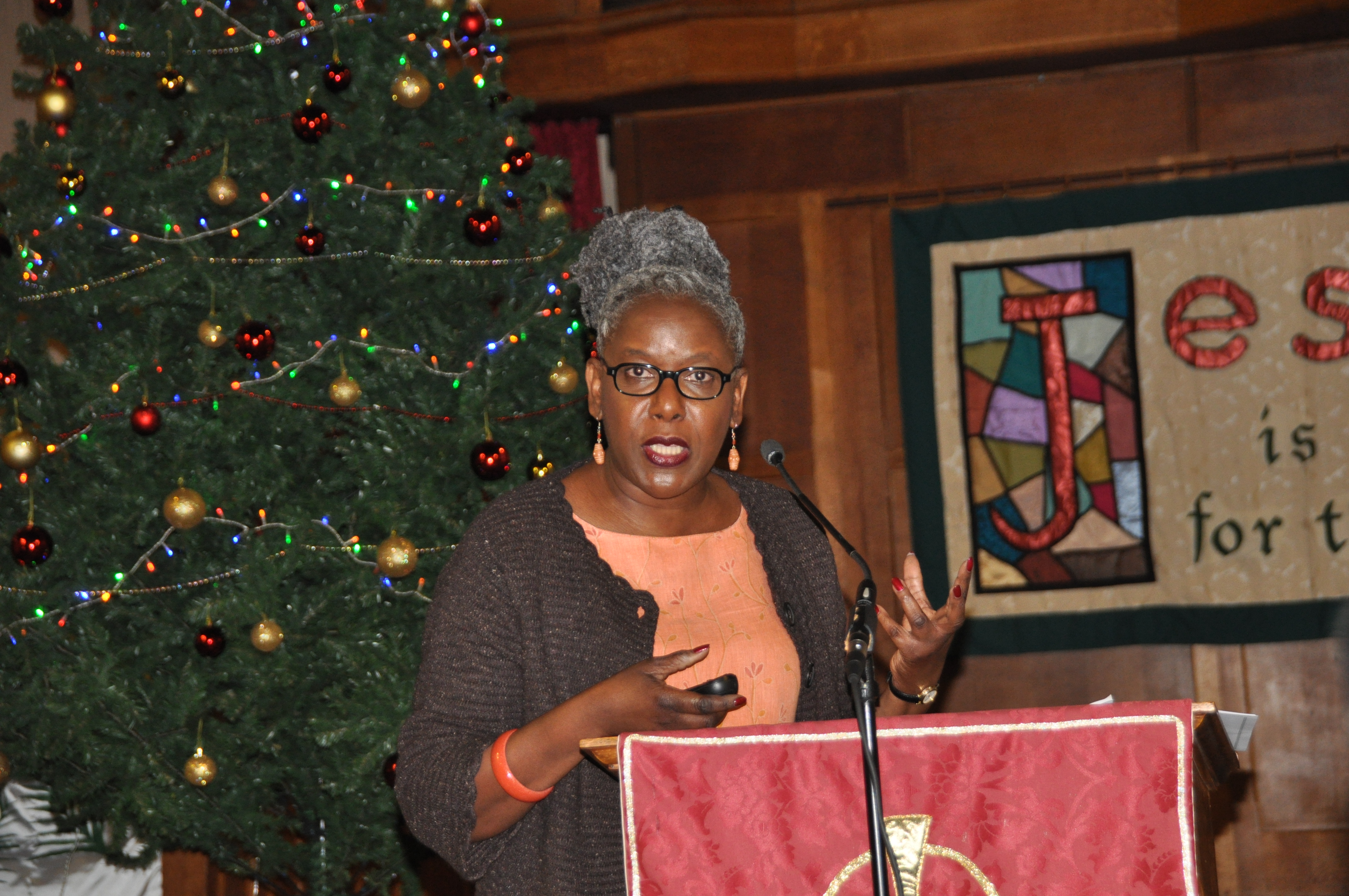 Iyamide Thomas giving the Address:      "Krio Women, Pioneers in Education"